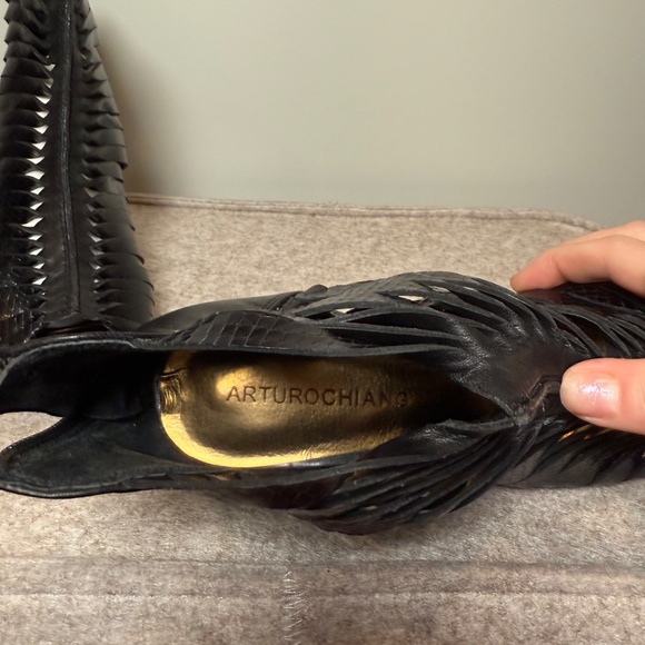 Arturo Chiang Leather Strappy Peep-toe heels Size 7.5 - Picture 6 of 7